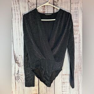 Thompson Sparkling Black Wrap Bodysuit